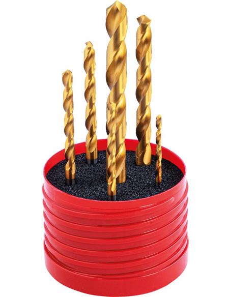 Jgo. broca espiral MDI similar a DIN338 TiN KLB 2,5/3,3/4,2/5,0/6,8/8,5mm RUNDBOX-FORMAT