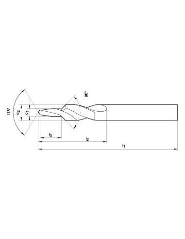 Broca escalonada HSS agujero roscado 90 M4 FORMAT
