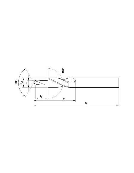 Broca escalonada HSS agujero pasante 180 M6 FORMAT