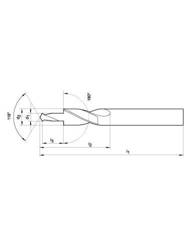 Broca escalonada HSS agujero pasante 180 M10 FORMAT