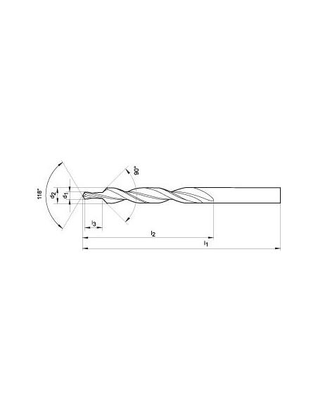 Broca escalon mltp guias DIN8378 HSS 90 M12 FORMAT