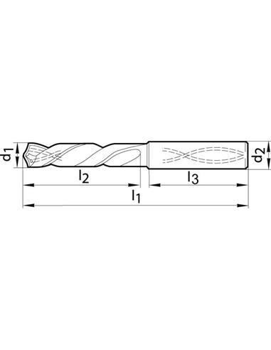 Broca espiral SL WN MDI vastago FIRE 6537-HE 5xD 19mm GÜHRING