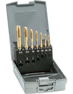 Machos roscar a maquina, juego DIN371/376 HSSE TiN forma B M3-12 GÜHRING