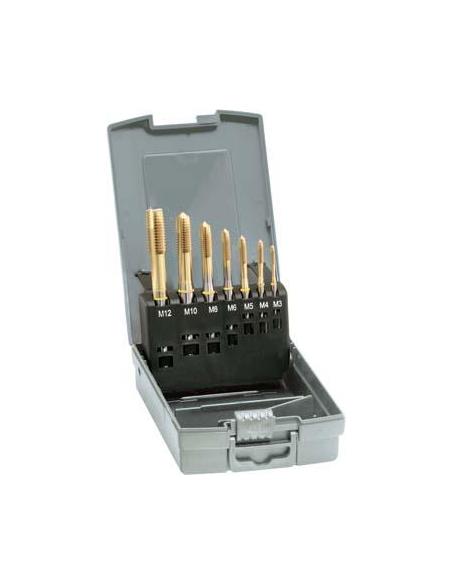 Machos roscar a maquina, juego DIN371/376 HSSE TiN forma B M3-12 GÜHRING
