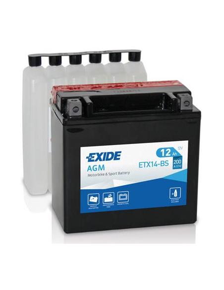 BATERIA MOTO ETX14-BS EXIDE AGM 12V 12A - con ácido