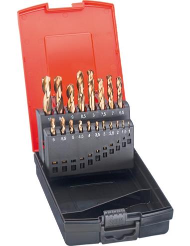 Jgo brocas cortas HSSE GoldOxid de 19 pzas con aumento 1-10,0mm cada 0,5