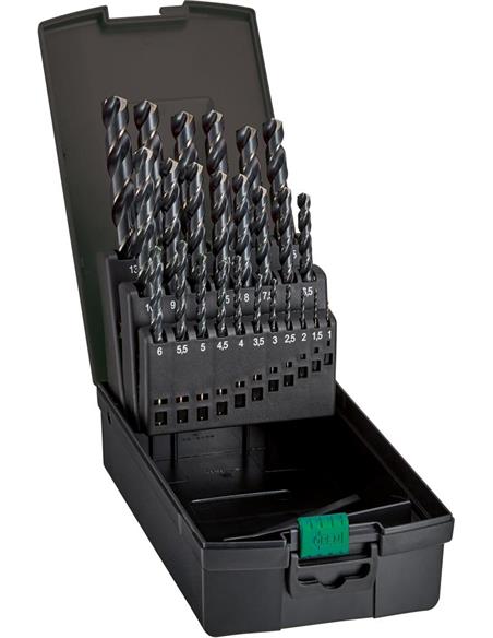 Jgo broca espiral DIN338 HSS bronce 1,0-13,0mm + broca agjo roscado FORTIS