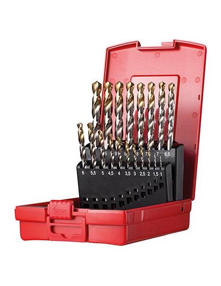 Jgo broca espir. 1-10mm x0,5 in A002 en caja 118G tipo N 4xD 19 pzas Punta TiN A095201 Dormer